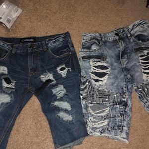 Two pairs of jean shorts